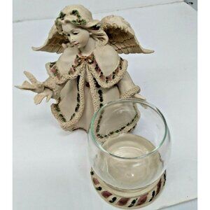 Porcelain Angel of Peace Candle Holder Figurine by Cher Lane 5 1/2"